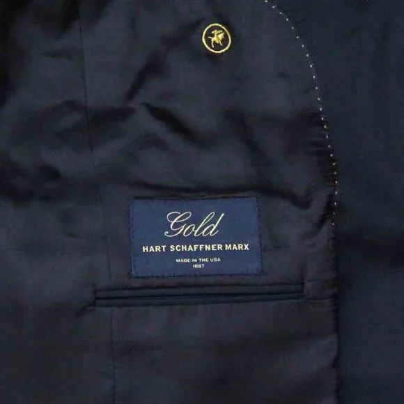 Hart Schaffner Marx Gold Navy Blue Wool Blazer Men's Size 39R